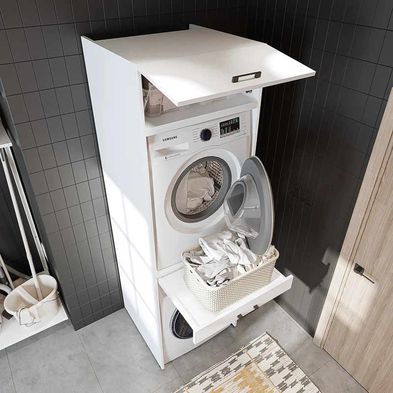 Roomart Waschmaschinenschrank DUO-I, 67 cm, für Waschmaschine und Trockner