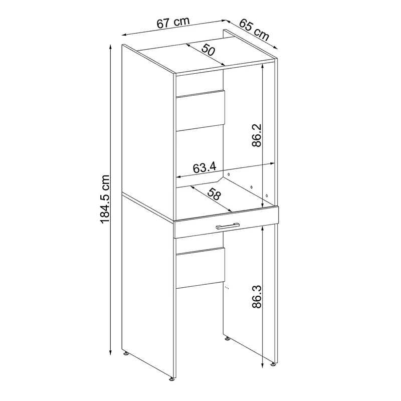 Roomart Waschmaschinenschrank DUO-I, 67 cm, für Waschmaschine und Trockner