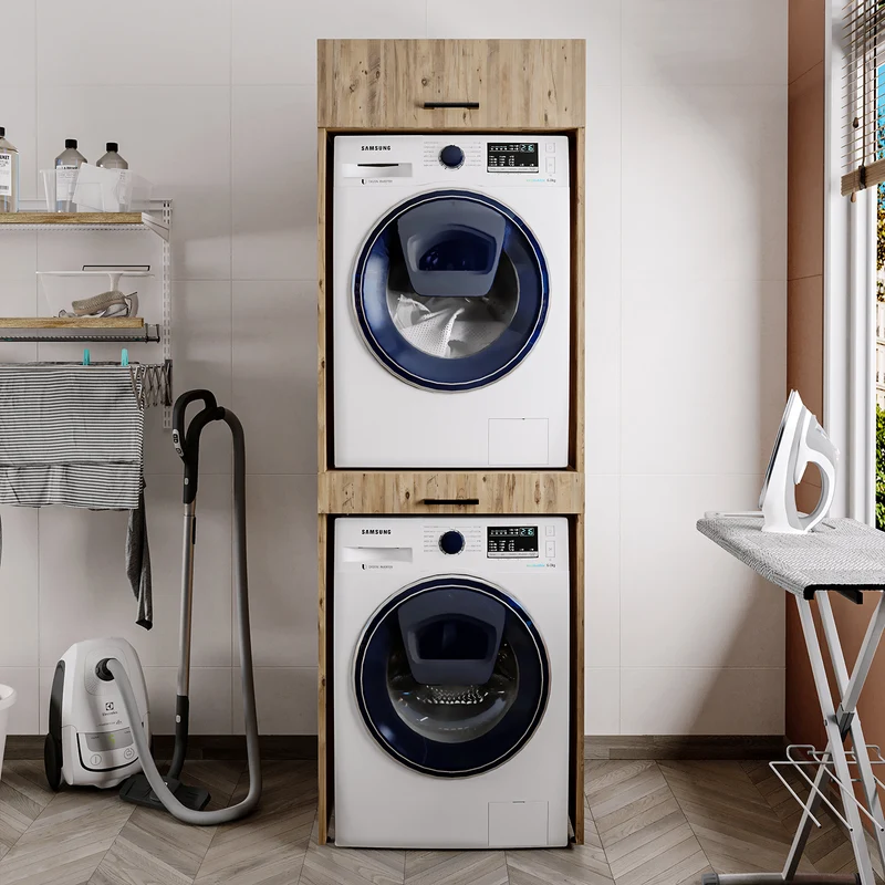 Roomart Waschmaschinenschrank DUO-I, 67 cm, für Waschmaschine und Trockner