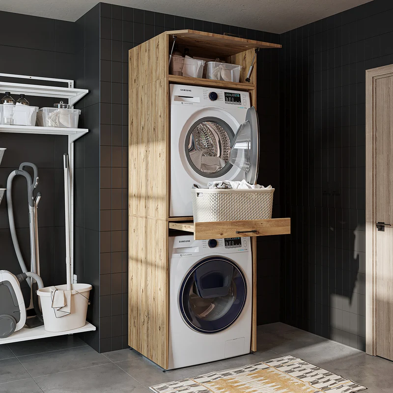 Roomart Waschmaschinenschrank DUO-I, 67 cm, für Waschmaschine und Trockner