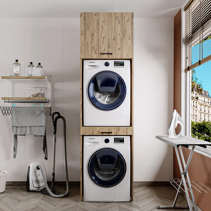 Roomart Waschmaschinenschrank DUO-I, 67 cm, für Waschmaschine und Trockner