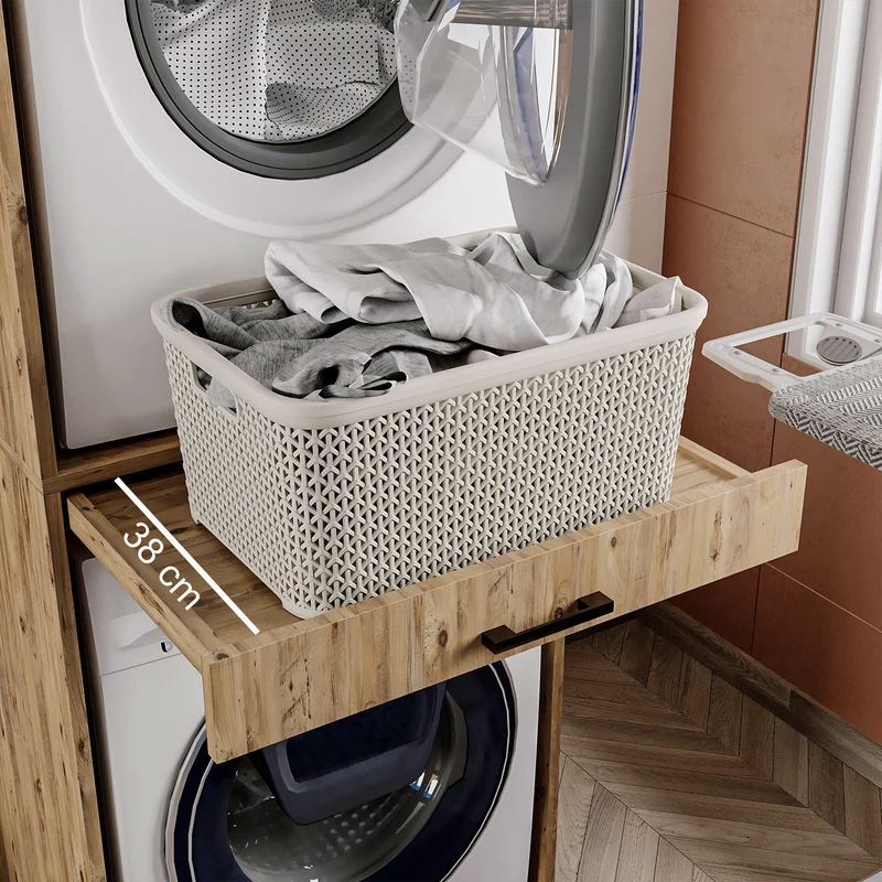 Roomart Waschmaschinenschrank DUO-I, 67 cm, für Waschmaschine und Trockner