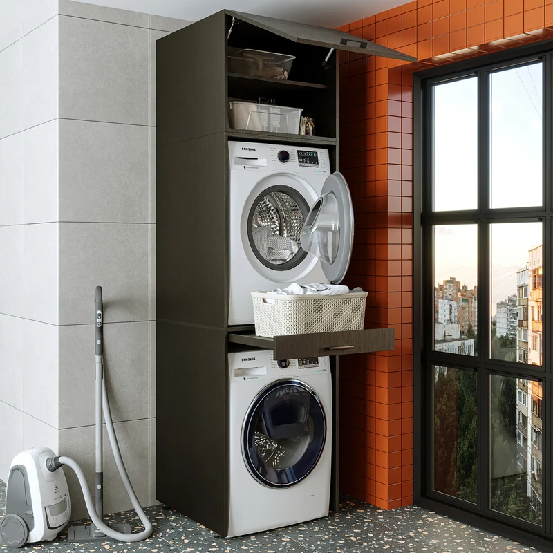 Roomart Waschmaschinenschrank DUO-I, 67 cm, für Waschmaschine und Trockner