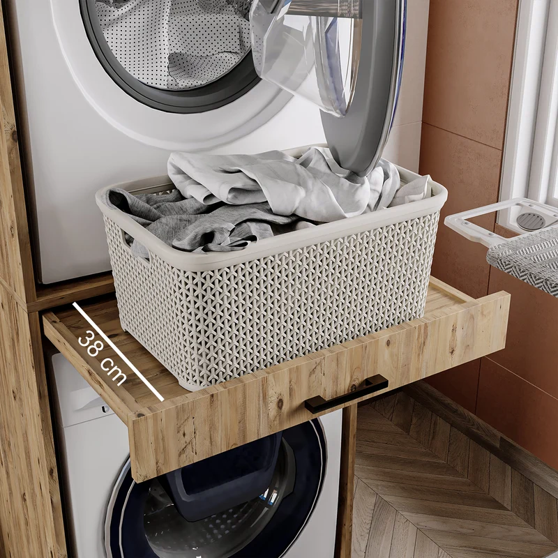 Roomart Waschmaschinenschrank DUO-I, 67 cm, für Waschmaschine und Trockner