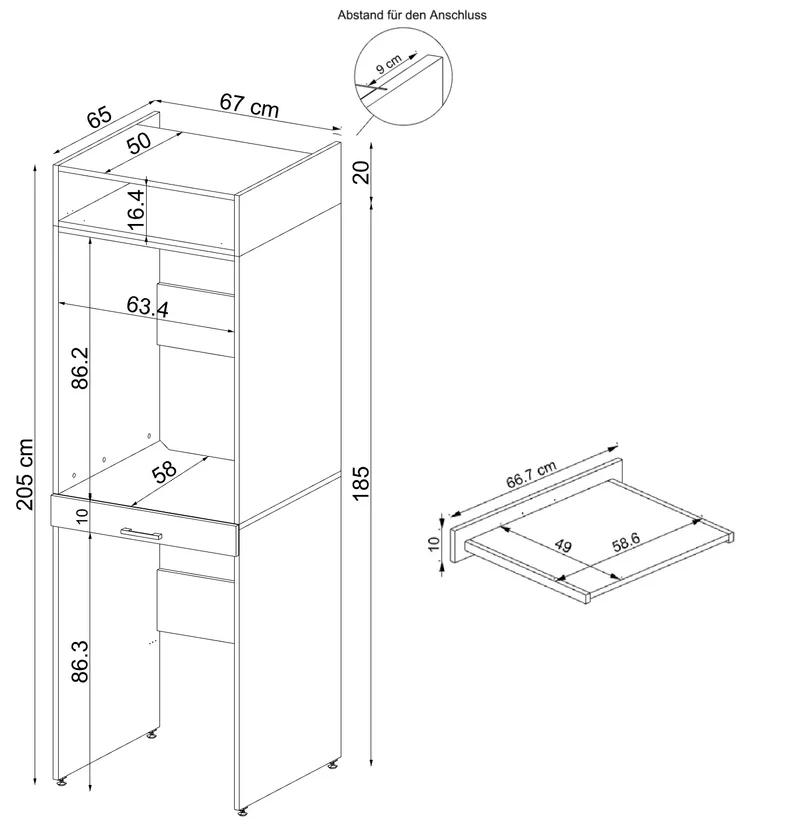 Roomart Waschmaschinenschrank DUO-I, 67 cm, für Waschmaschine und Trockner