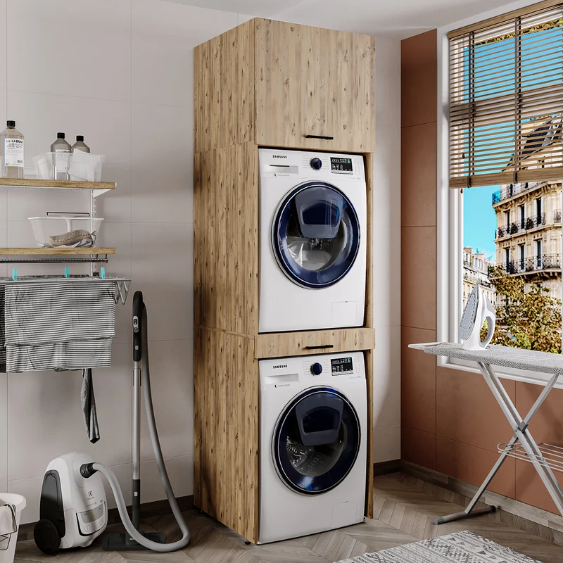 Roomart Waschmaschinenschrank DUO-I, 67 cm, für Waschmaschine und Trockner