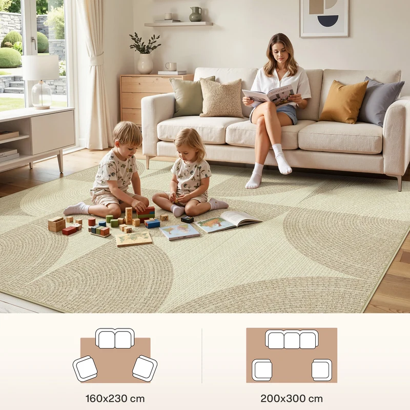 Tribesigns Geometrischer Teppich, Moderner Kurzflor Wohnzimmerteppich, Waschbar & Rutschfest