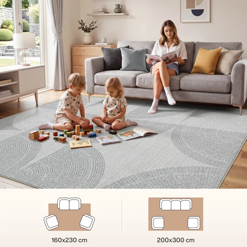 Tribesigns Geometrischer Teppich, Moderner Kurzflor Wohnzimmerteppich, Waschbar & Rutschfest