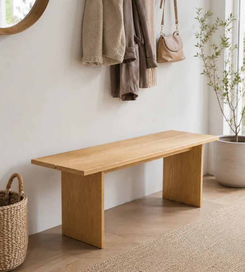 Mekia – Bank aus Eiche, 110 × 35 × 45 cm