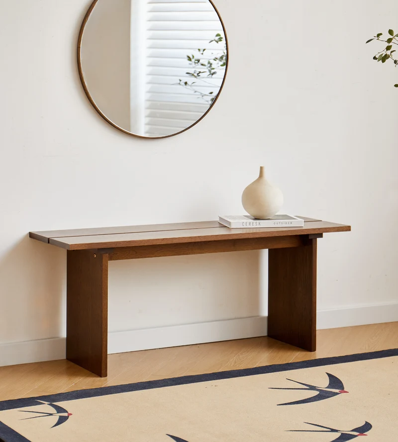 Mekia – Bank aus geräucherter Eiche, 110 × 35 × 45 cm