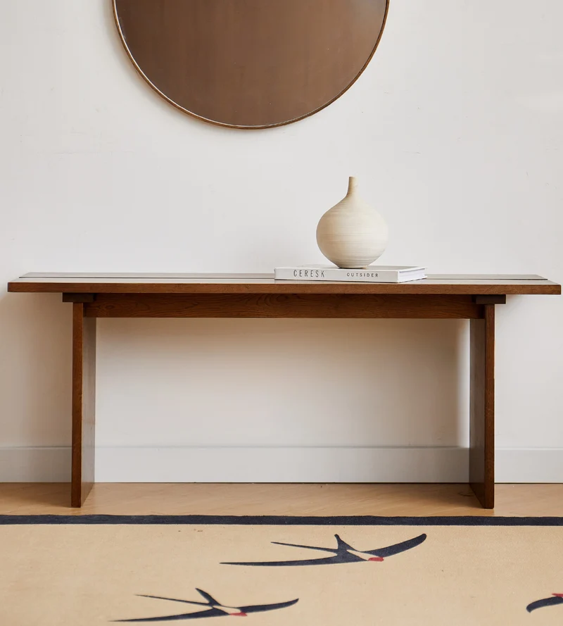 Mekia – Bank aus geräucherter Eiche, 110 × 35 × 45 cm