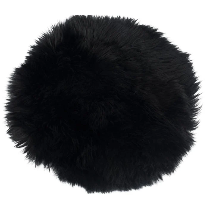 Echtes Lammfellkissen - Schwarz Ø35 cm