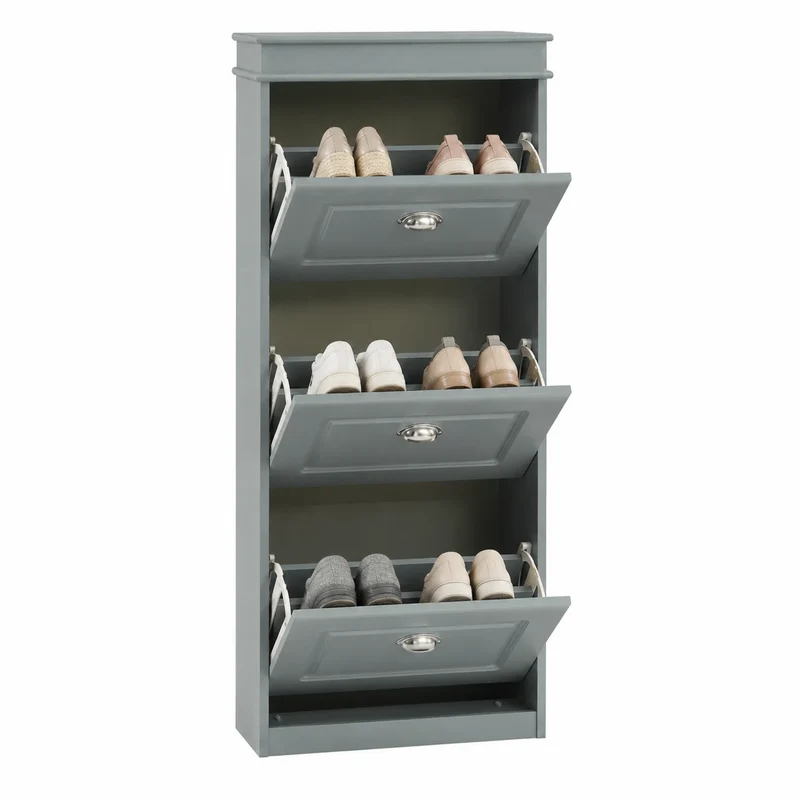 Schmaler Schuhkipper Grau mit 3 Klappen – 24 cm tief