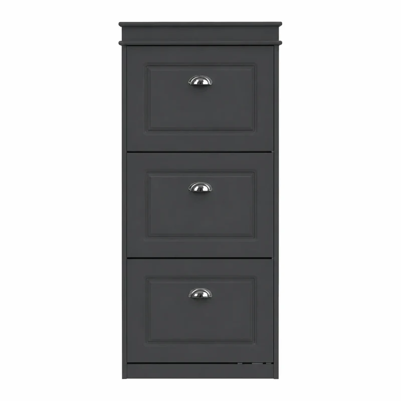 Schmaler Schuhkipper Anthrazit mit 3 Klappen – 53 × 24 × 117 cm
