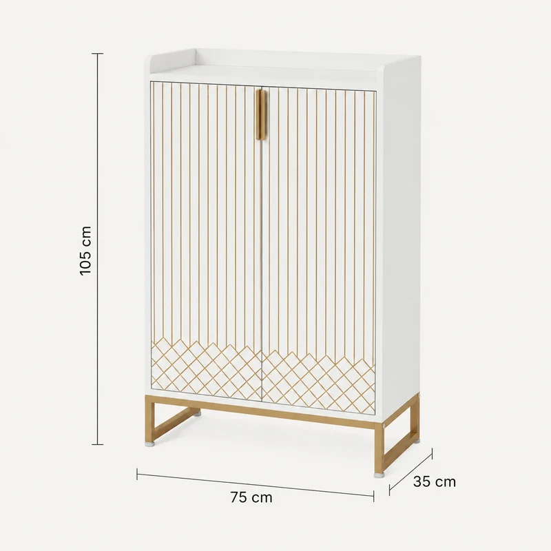 Schmaler Schuhschrank Weiß – 5 Ebenen