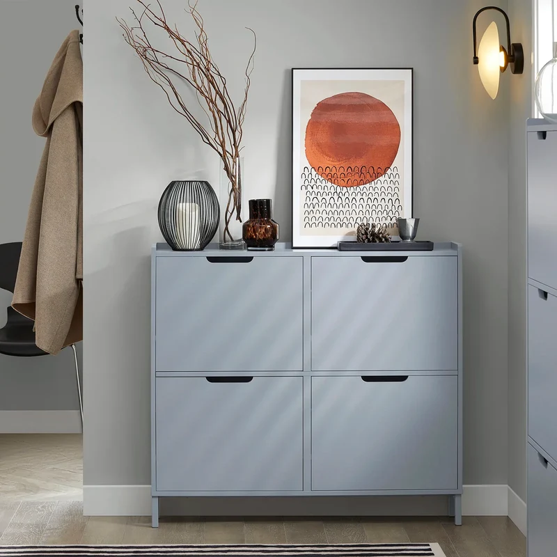 Schuhschrank schmal mit 4 Klappen Schuhaufbewahrung