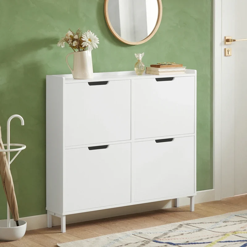 Schuhschrank schmal mit 4 Klappen Schuhaufbewahrung