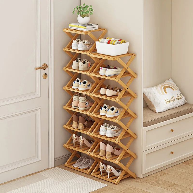 Schuhregal Bambus faltbar 2 bis 6 Ebenen