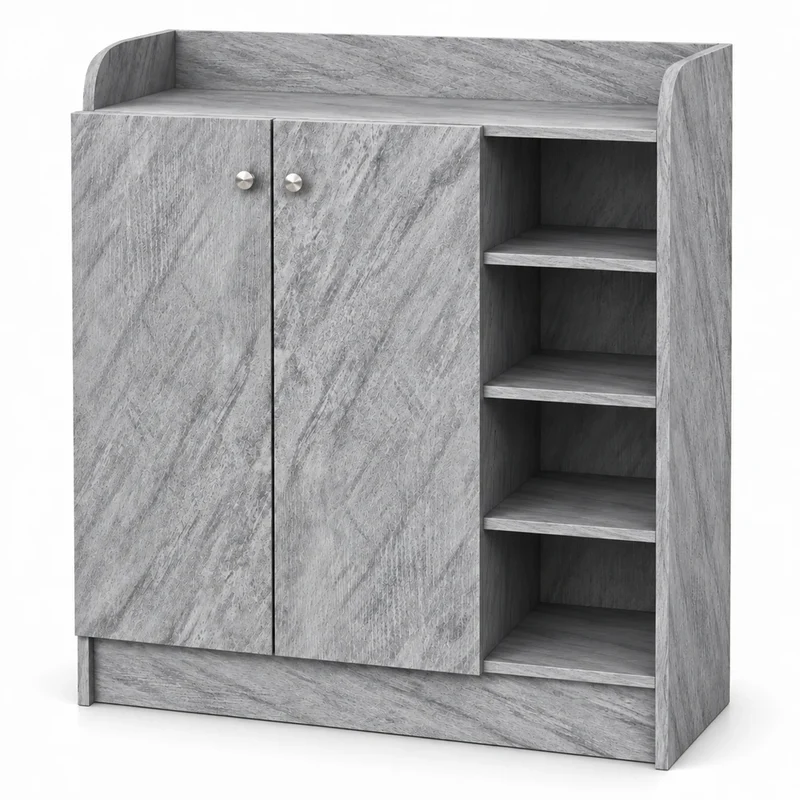Schuhschrank Grau 83 cm – 4 Fächer für ca. 16 Paar