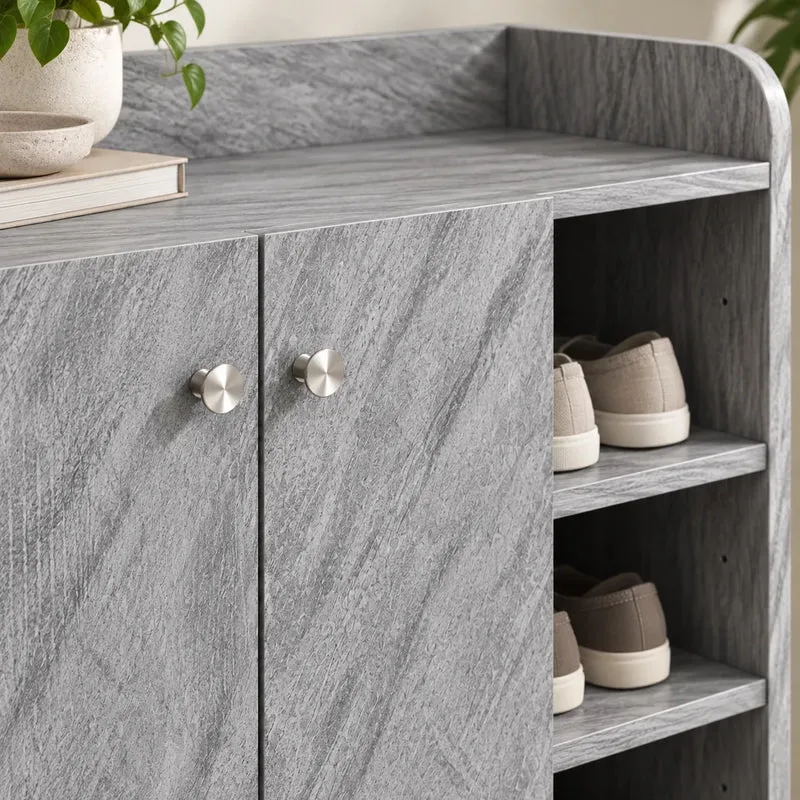 Schuhschrank Grau 83 cm – 4 Fächer für ca. 16 Paar