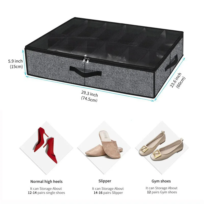 Schuhbox Unterbett mit Sichtfenster 75x60x15cm für Schuhe