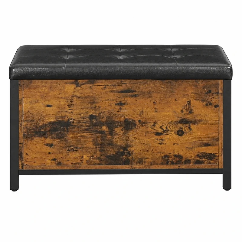Schwarze gepolsterte Schuhbank – 80 × 40 × 50 cm