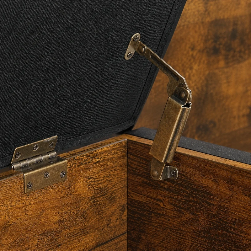 Schwarze gepolsterte Schuhbank – 80 × 40 × 50 cm