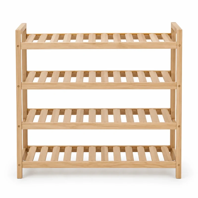 Schuhregal 4 Ebenen Holzoptik – 78 × 68 × 26 cm