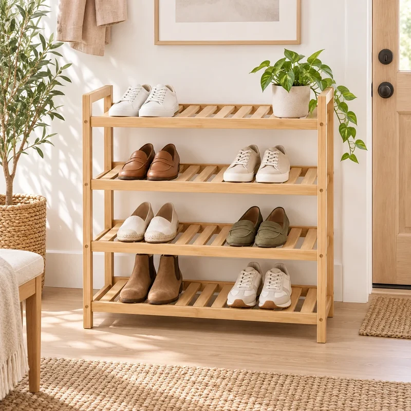 Schuhregal Bambus 4 Ebenen – 60 × 25 × 67 cm