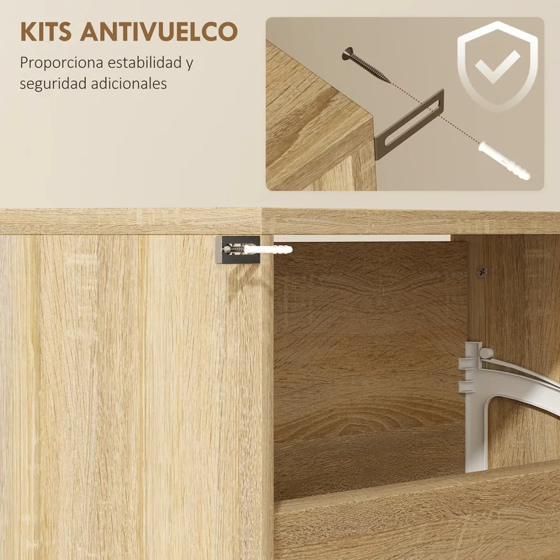 Schuhschrank schmal aus Holz mit 4 abklappbaren Klappen