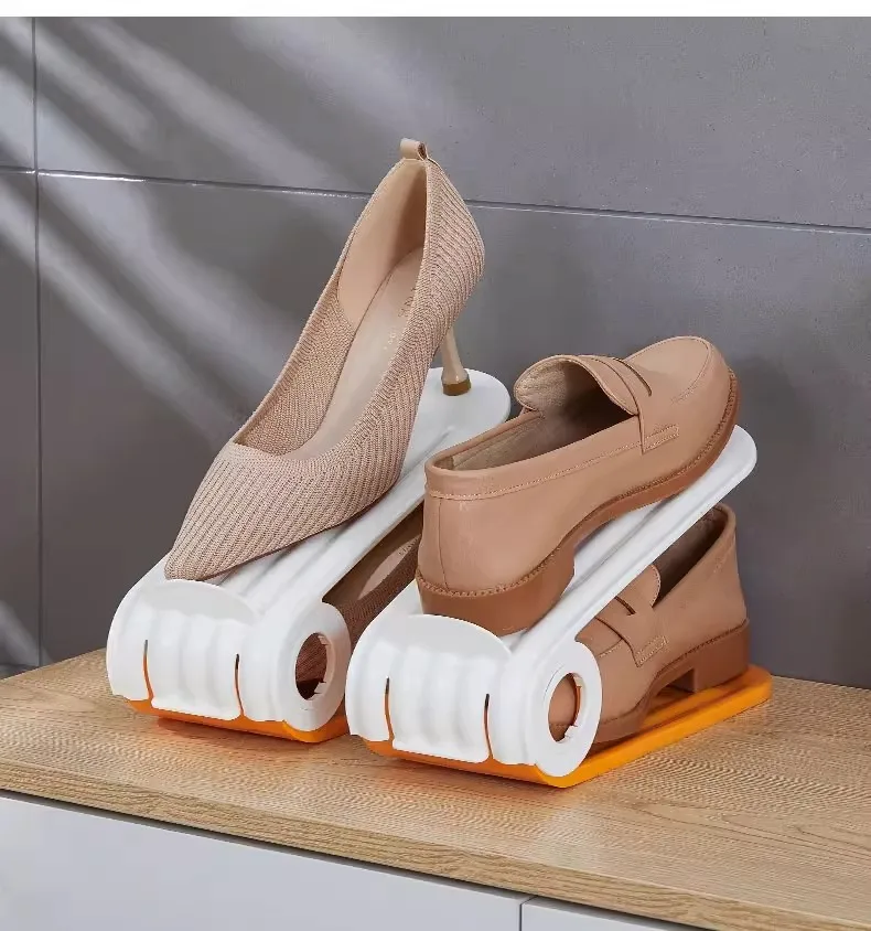 Ausziehbares Schuhregal mit 2 Ebenen zur Schuhaufbewahrung