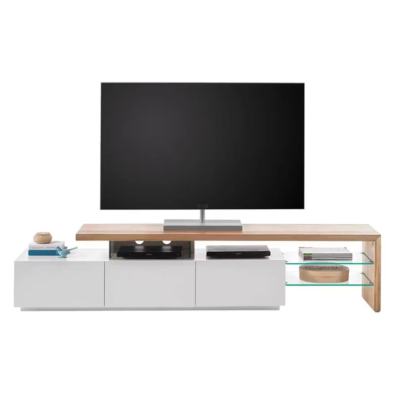 Tv-Unterschrank +Eiche +Glasablagen +Neu auf Lager