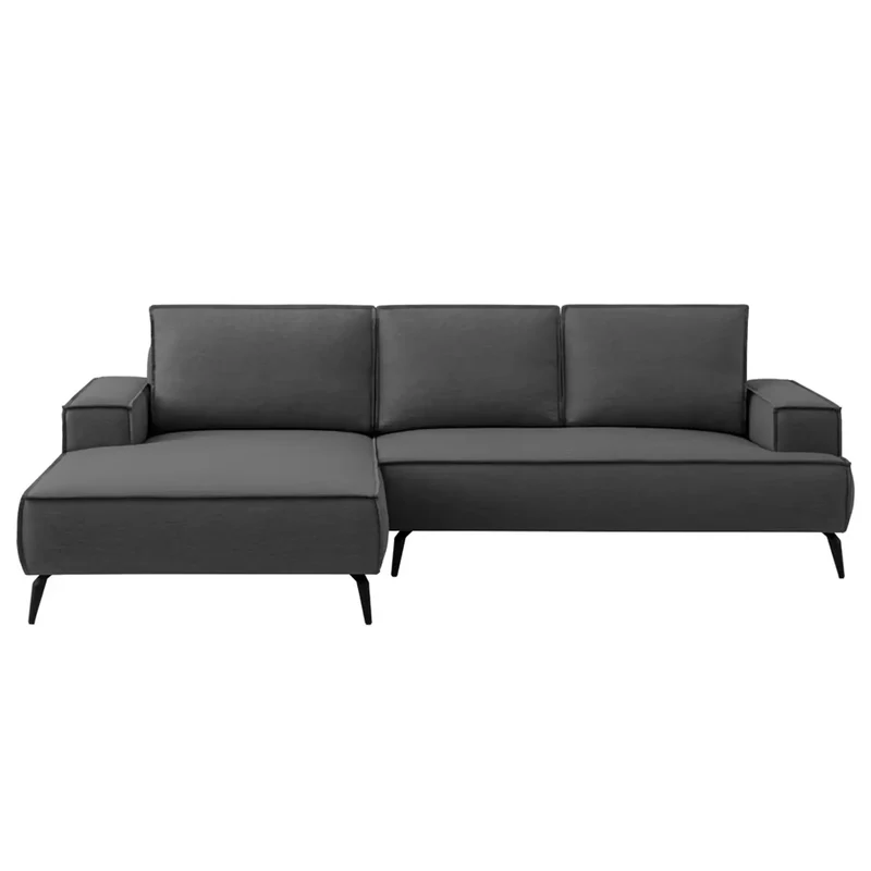 Ecksofa Webstoff Grau Schlaffunktion Bettkasten - Tvinnu