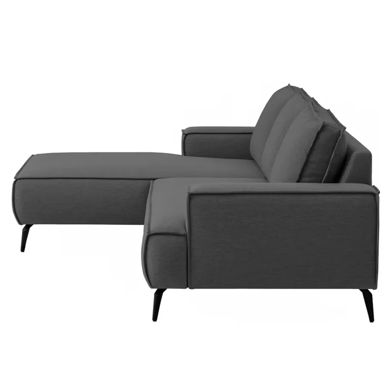 Ecksofa Webstoff Grau Schlaffunktion Bettkasten - Tvinnu