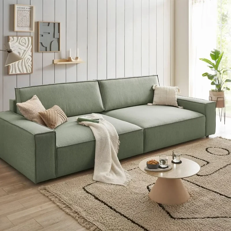 Big Sofa Leinenoptik hellgrün - Sherwood
