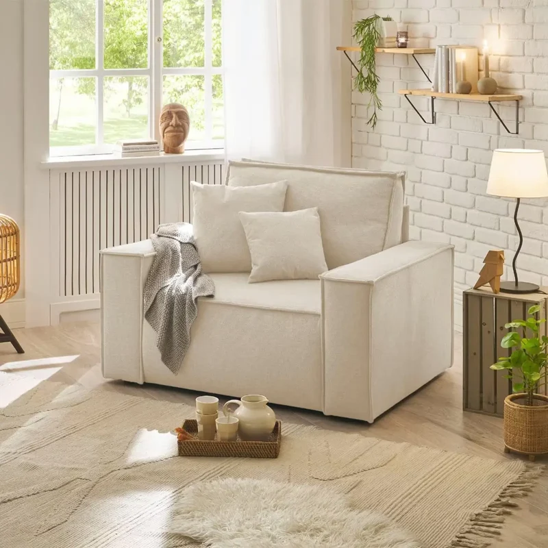 Loveseat Sessel Webstoff creme - Finnley