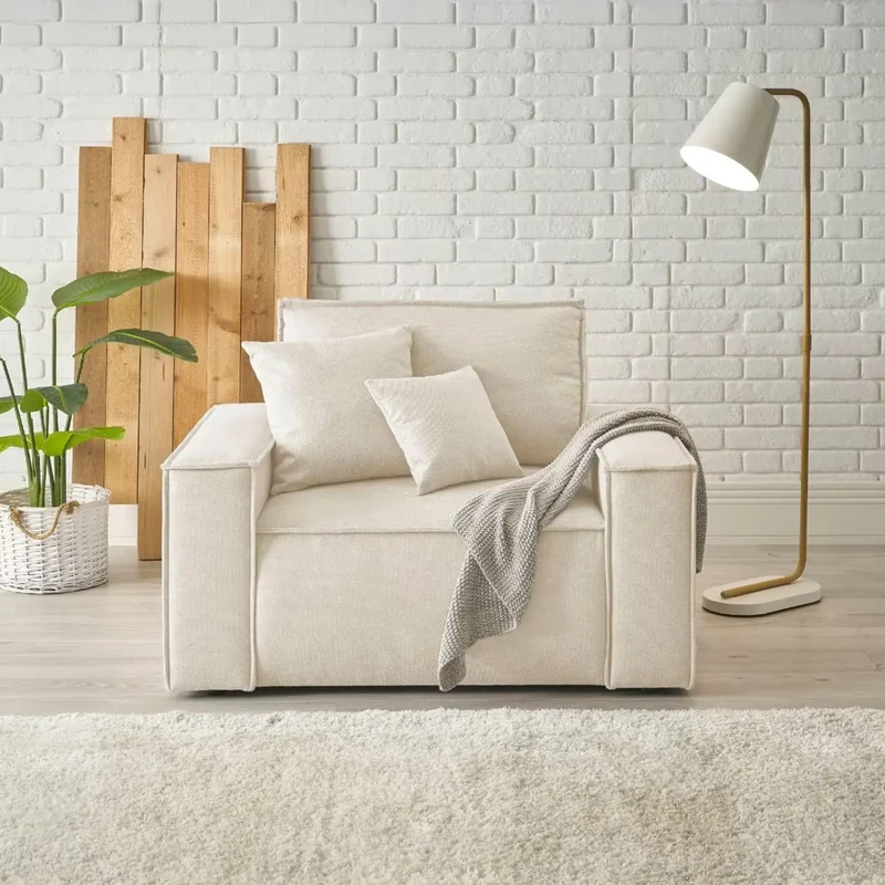 Loveseat Sessel Webstoff creme - Finnley