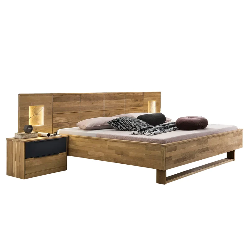 Bett Eiche massiv bianco 200 x 200 cm - Almena