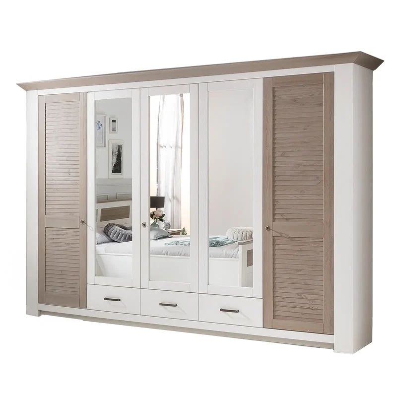 5-türiger Kleiderschrank Pinie weiß - Mantua