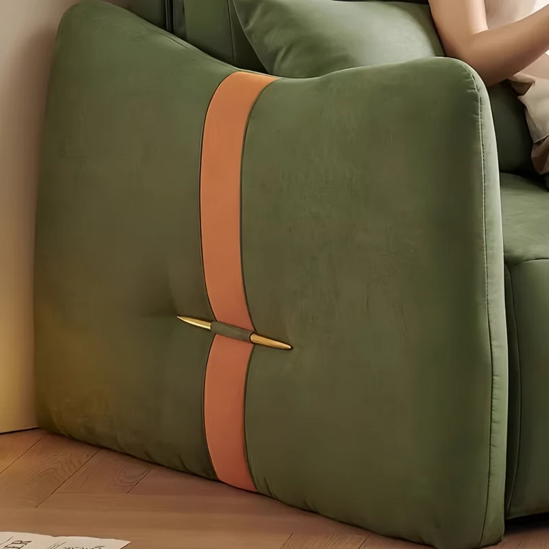 Modernes, minimalistisches Schlafsofa mit Fernbedienung, Bezug aus Mikrofaser-Wildleder und Aufbewahrungsschublade