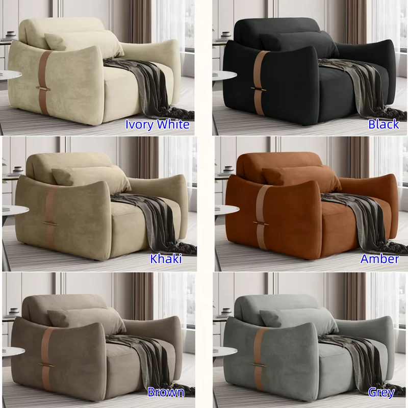 Modernes, minimalistisches Schlafsofa mit Fernbedienung, Bezug aus Mikrofaser-Wildleder und Aufbewahrungsschublade