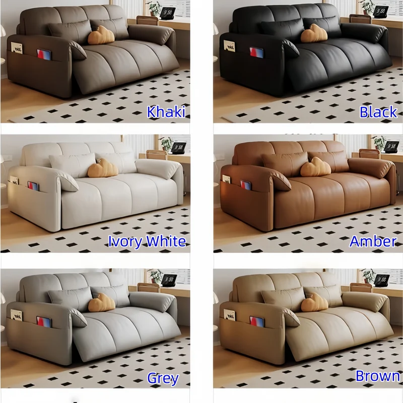 Elektrisches Kunstleder-Schlafsofa mit Fernbedienung, Latexkissen und Aufbewahrungsschublade