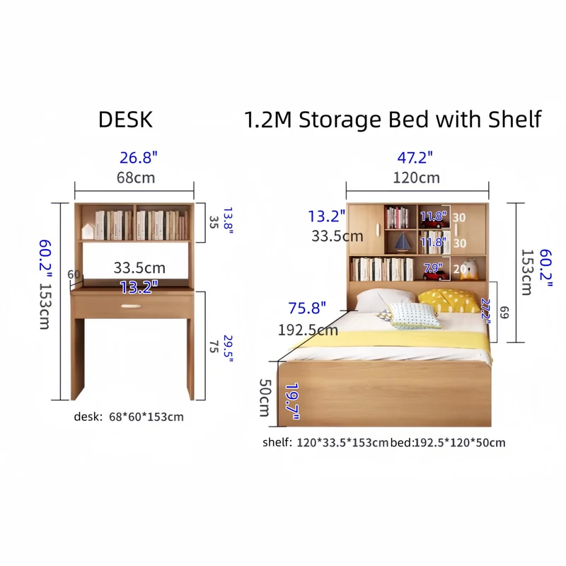 Hochbett aus massivem Buchenholz mit Stauraum, Bettschublade, Treppe, Schreibtisch, Bücherregal und Kleiderschrank