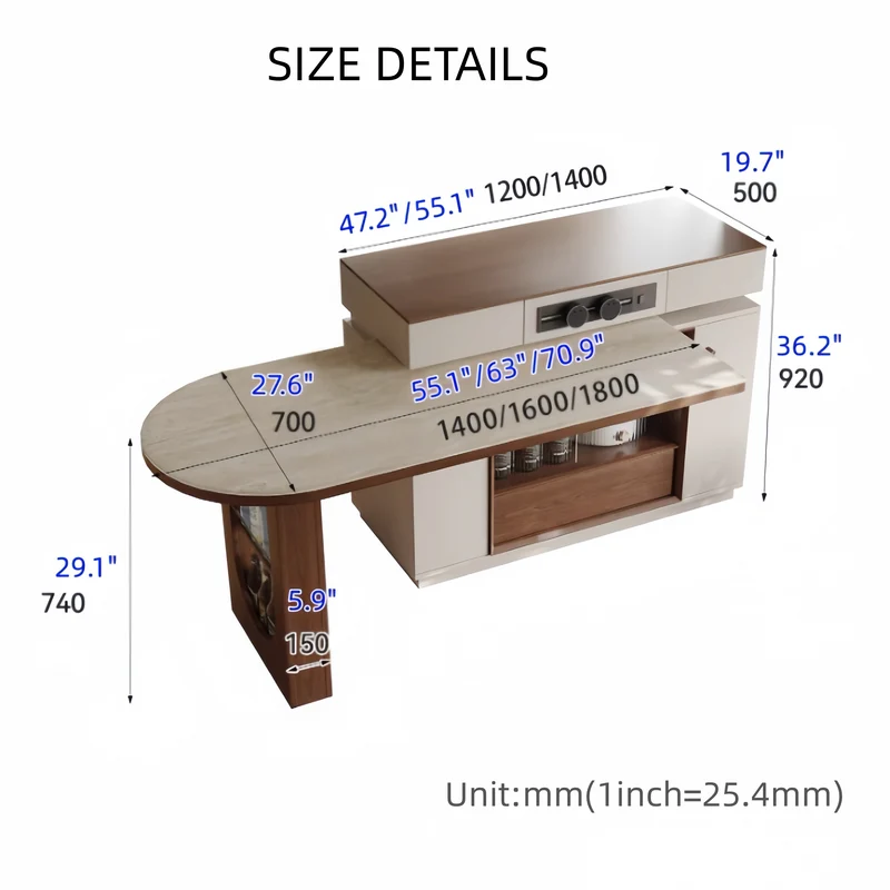 Kücheninselschrank mit 180° drehbarem Tisch