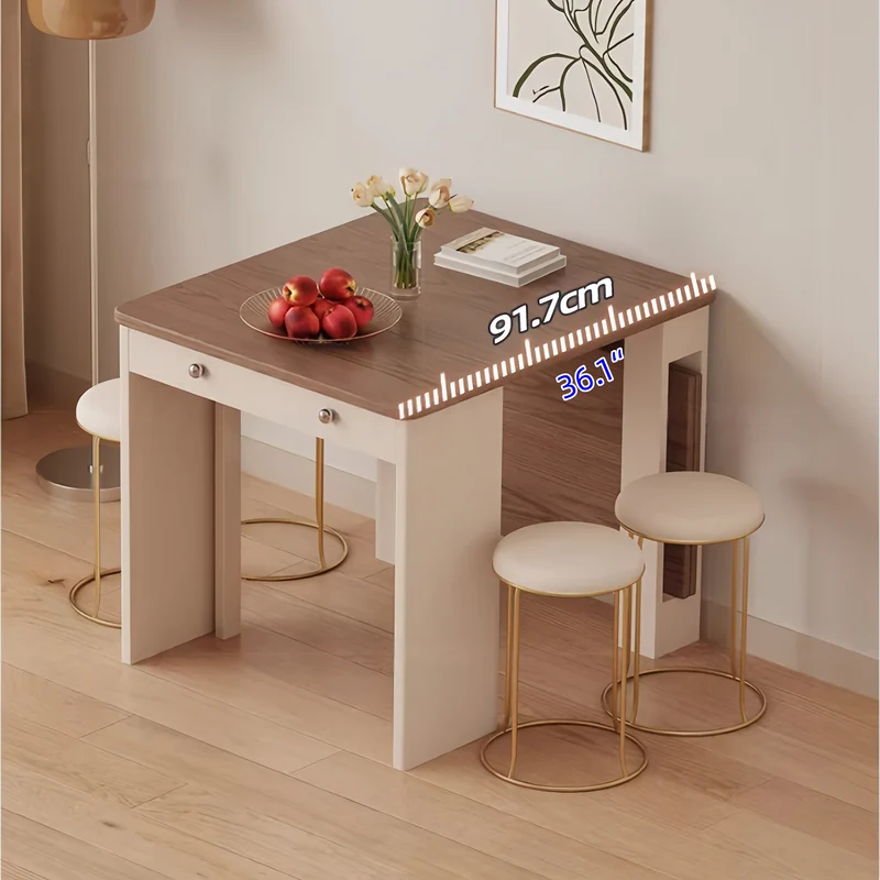 Ausziehbarer Esstisch mit rollbarem Sideboard und Stühlen (Set)