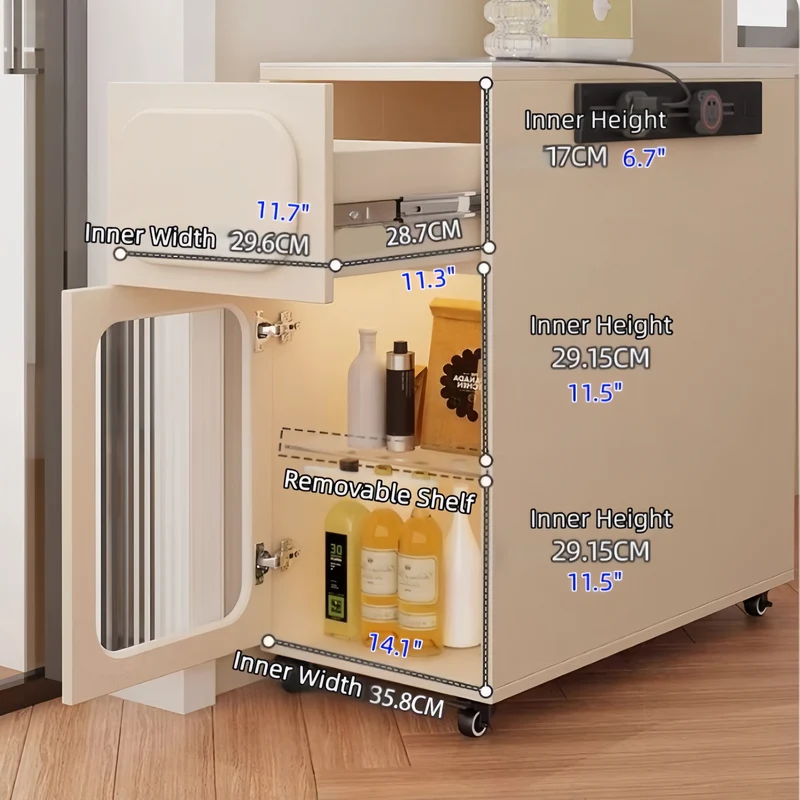 Ausziehbarer Esstisch mit rollbarem Sideboard und Stühlen (Set)