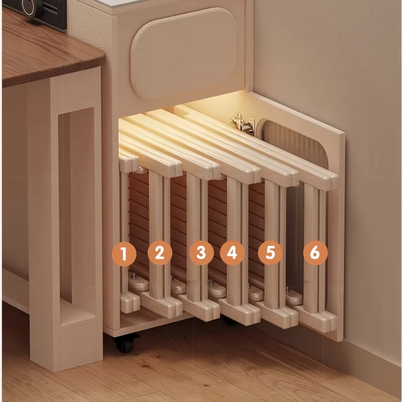 Ausziehbarer Esstisch mit rollbarem Sideboard und Stühlen (Set)