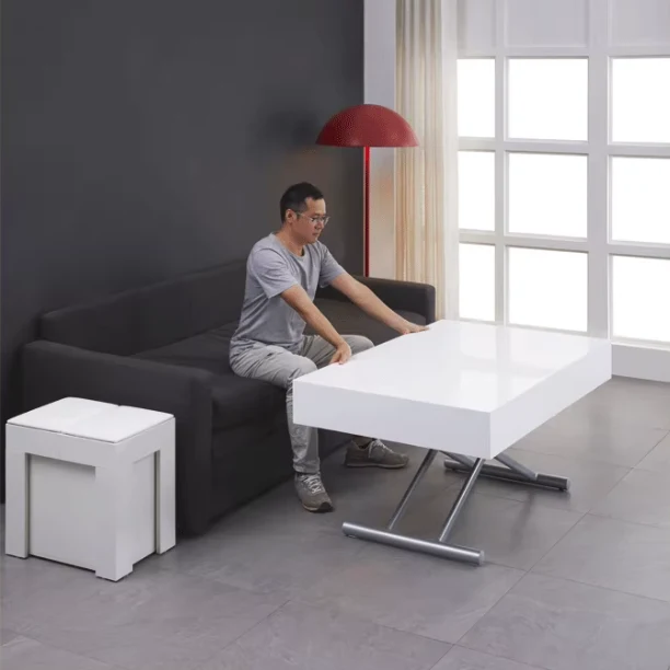 Verwandelbarer 2-in-1-Ess- und Couchtisch mit Auf- und Ab-Mechanismus