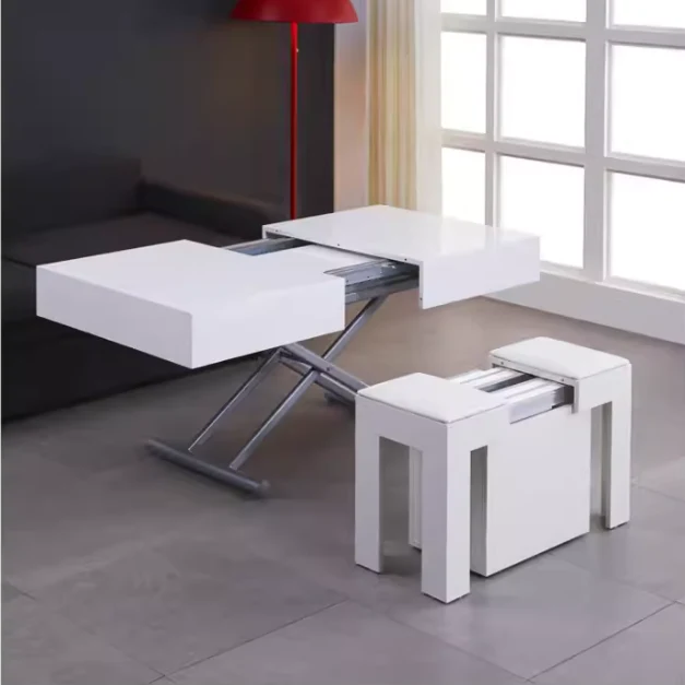 Verwandelbarer 2-in-1-Ess- und Couchtisch mit Auf- und Ab-Mechanismus
