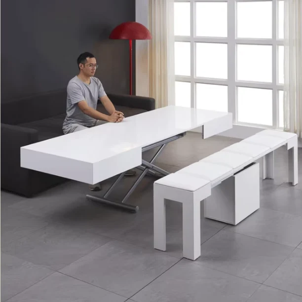 Verwandelbarer 2-in-1-Ess- und Couchtisch mit Auf- und Ab-Mechanismus